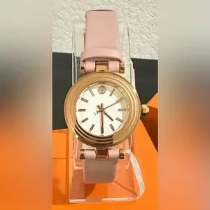 Tory Burch TBW9008 Classic T Pink Watch New Authentic Tory Burch Classic T Rose Gold Pink Leather  main image 3